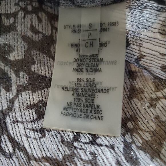 Elie Tahari Sheer Silk Peasant Tassel Blouse - Picture 7 of 8